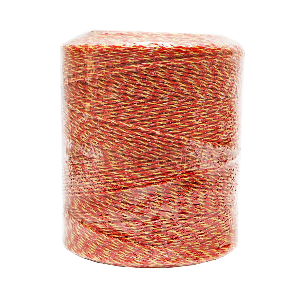 Rola fir galben-rosu fi 2mm insertie metalica 6x0.15mm SS, rezistenta 8 Ohm/m, 1000m gard electric Mezofarm